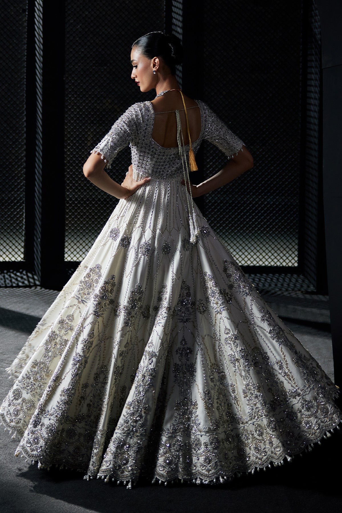 Saad Bin Shahzad Ayla – ivory zardozi and resham bridal pishwas from Chandni Bridal'26 – view 2