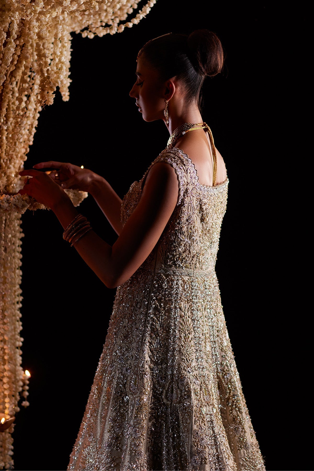 Saad Bin Shahzad Amaya – gold tissue zardozi bridal pishwas from Chandni Bridal'26 – view 7