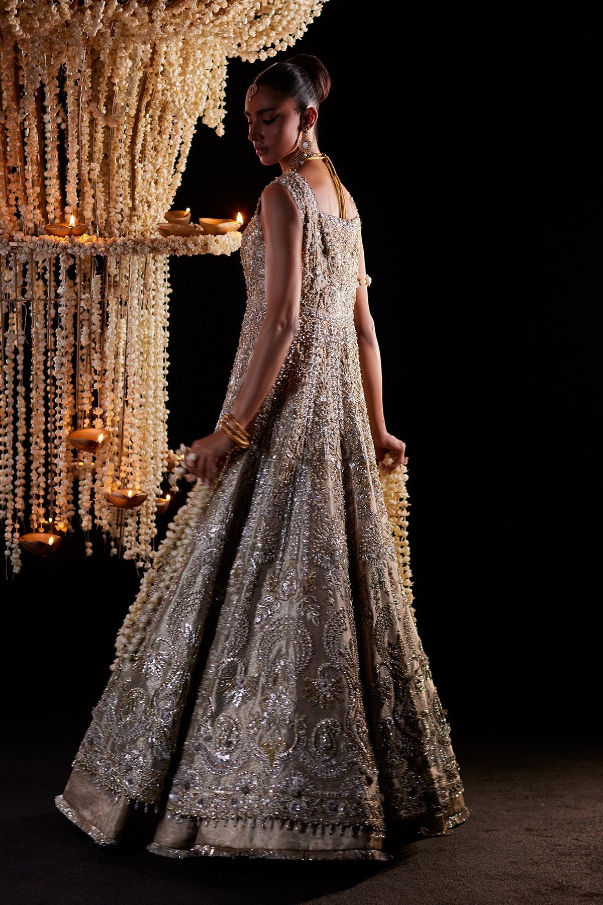 Saad Bin Shahzad Amaya – gold tissue zardozi bridal pishwas from Chandni Bridal'26 – view 8