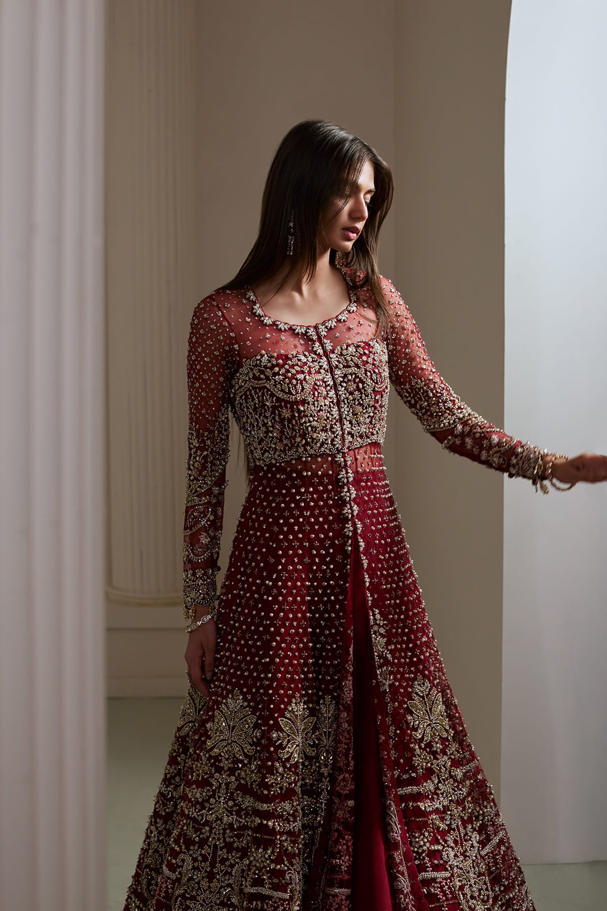 Saad Bin Shahzad Milaya – red zardozi and kamdani pishwas with flared lehenga from Lolita'25 – view 9
