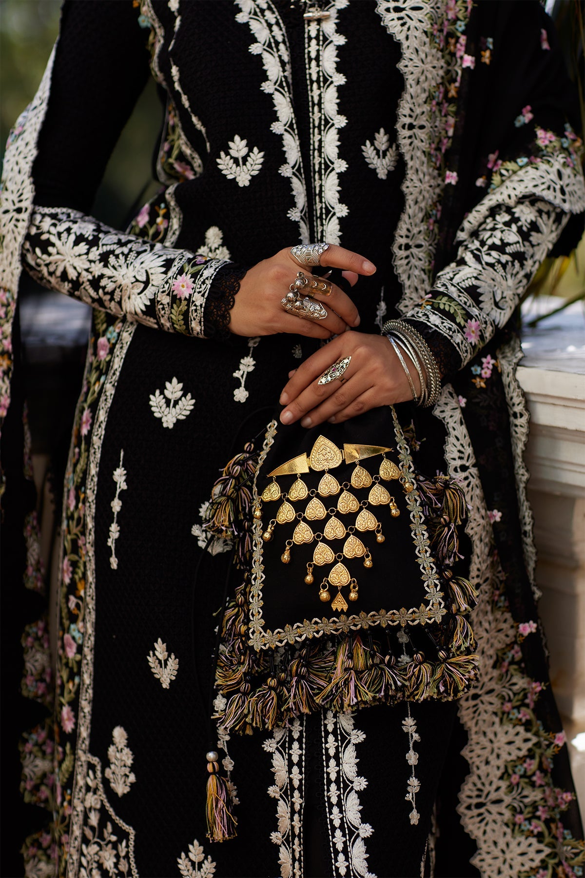 Saad Bin Shahzad Aleia – black floral-embroidered paper lawn front-open kurta from Summer Pret'26 – view 4