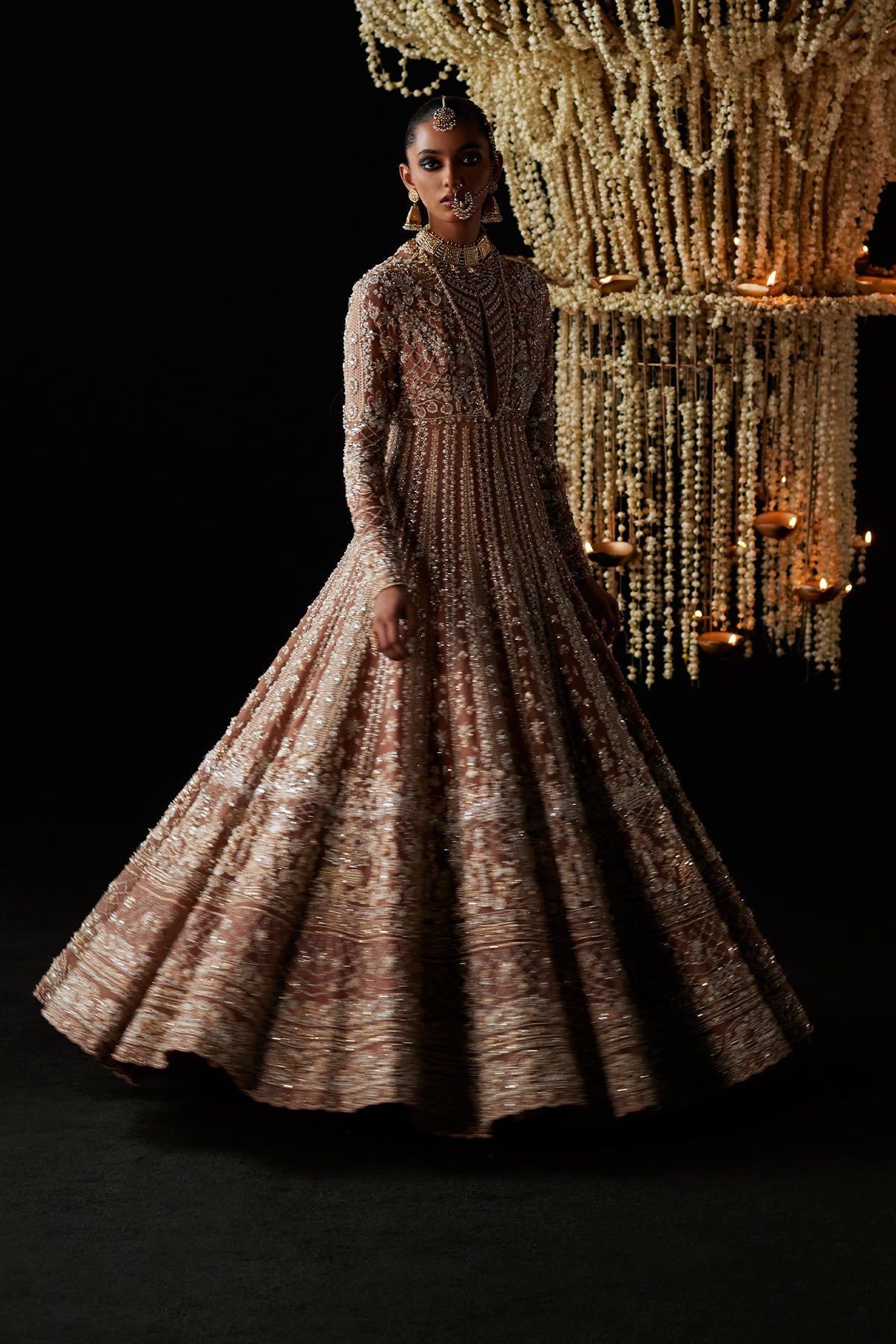Saad Bin Shahzad Zyva – peach rust zardozi bridal pishwas from Chandni Bridal'26 – view 7