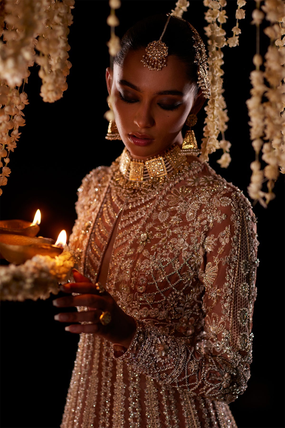 Saad Bin Shahzad Zyva – peach rust zardozi bridal pishwas from Chandni Bridal'26 – view 8