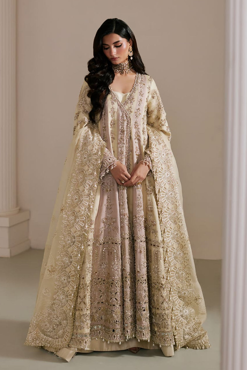 Saad Bin Shahzad Naira – butter yellow and pink hand-embellished kalidar with sharara from Lolita'25 – view 9
