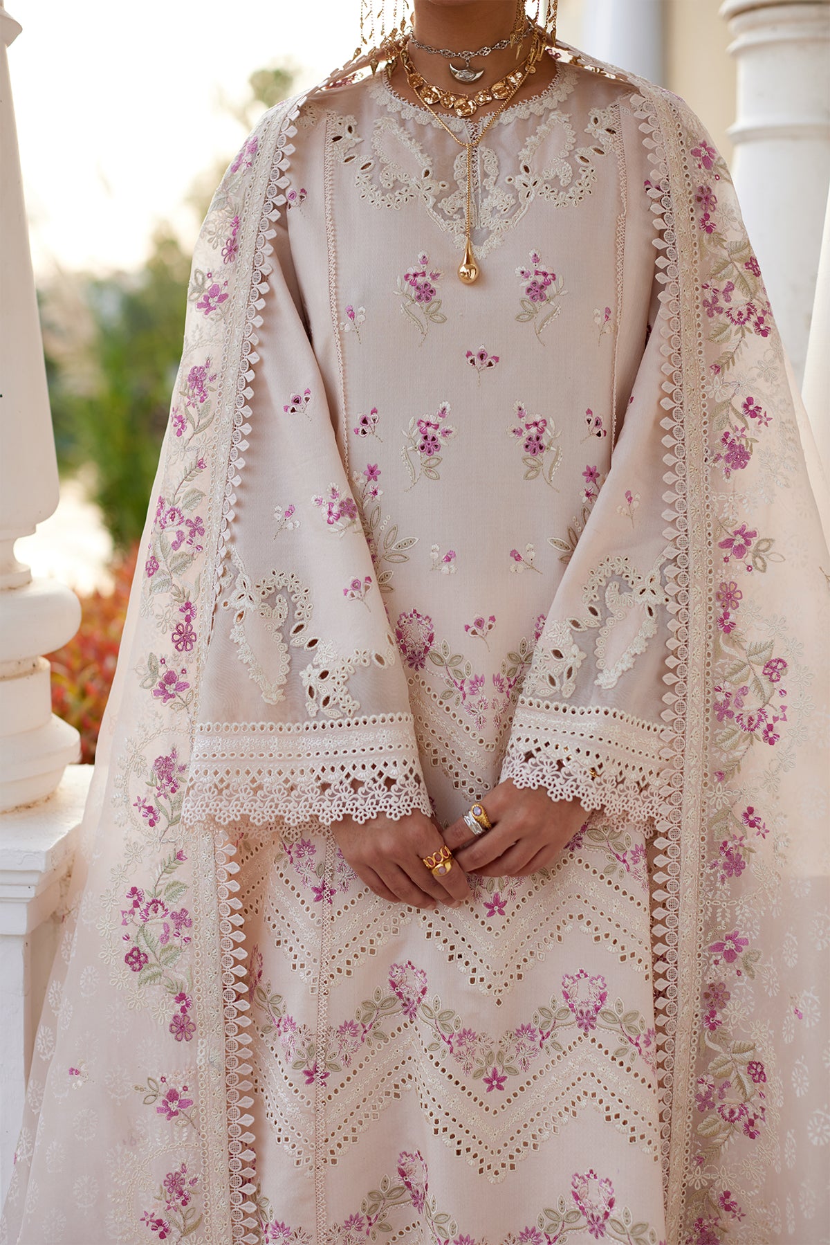 Saad Bin Shahzad Melina – powder pink embroidered lawn kurta with organza dupatta from Summer Pret'26 – view 5