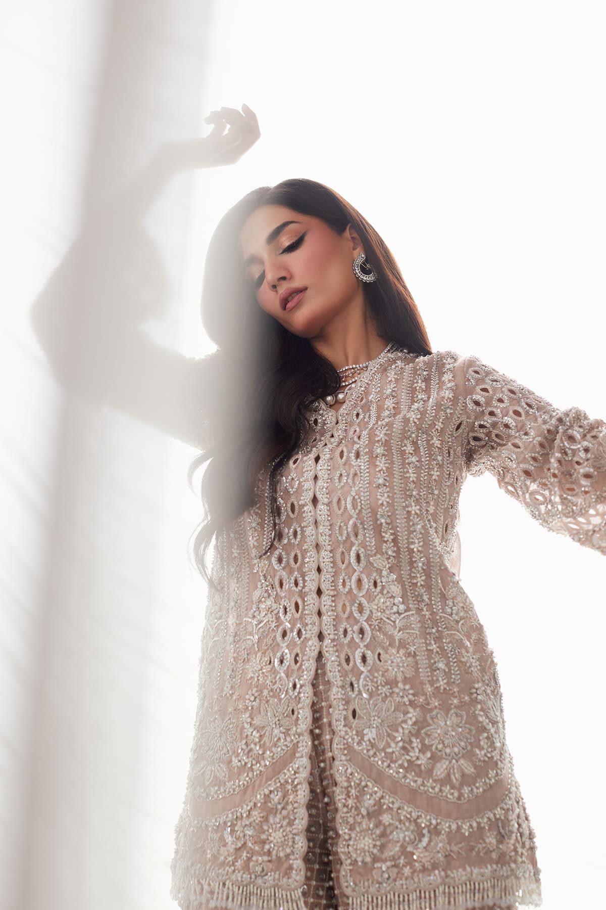 Saad Bin Shahzad Lyra – rosy brown cutwork and hand-embroidered shirt with trousers from Lolita'25 – view 10