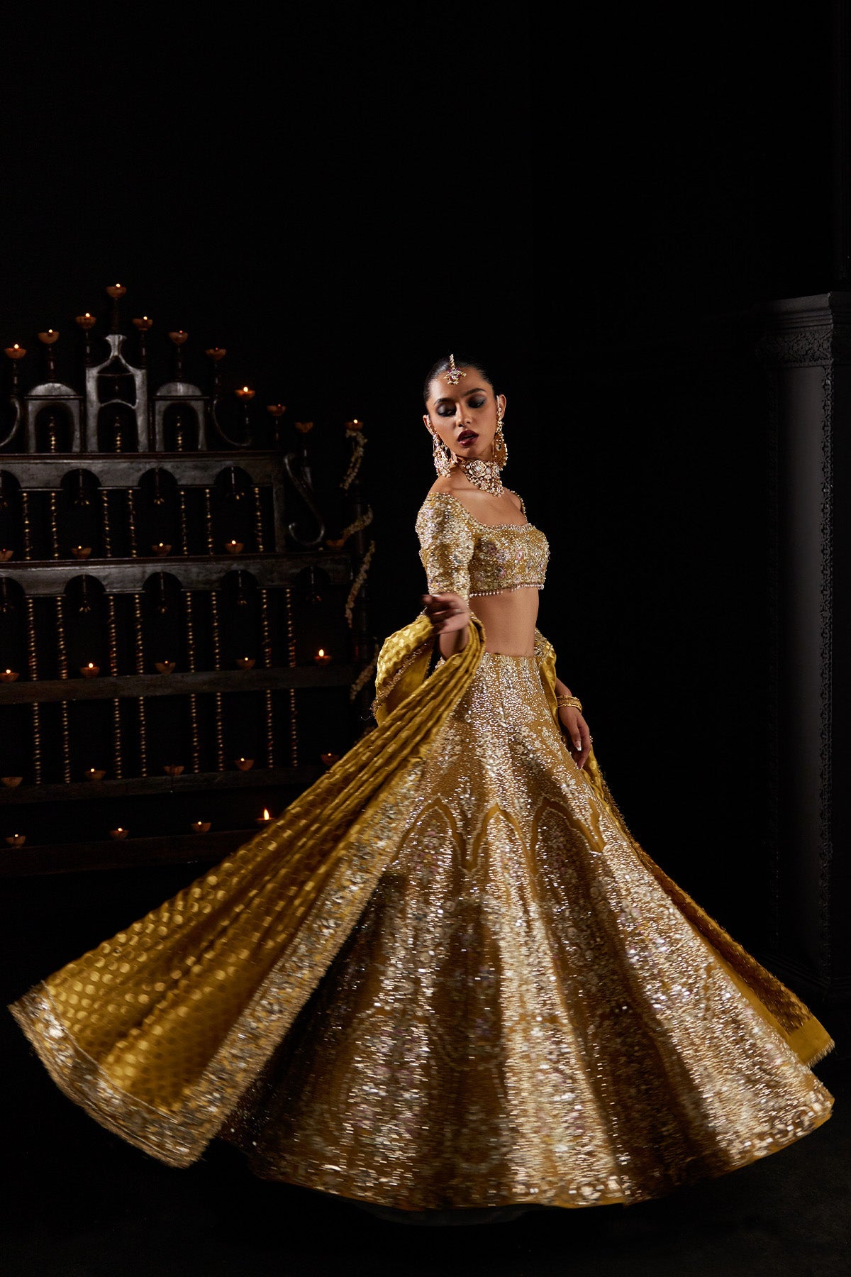 Saad Bin Shahzad Zoa – mustard yellow resham embroidered lehenga choli from Chandni Bridal'26 – view 2