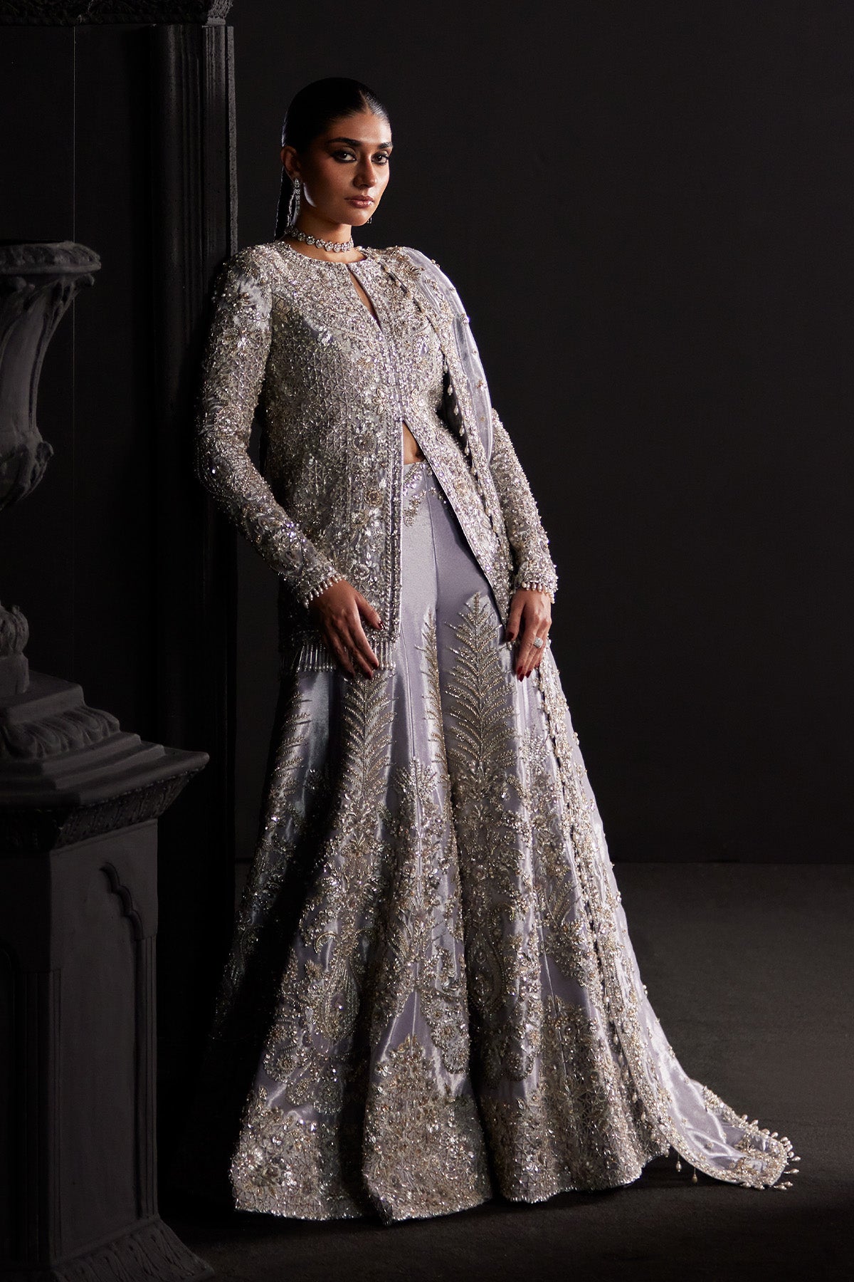 Saad Bin Shahzad Rhea – lilac embellished Chanderi tissue sharara suit from Chandni Bridal'26 – view 6