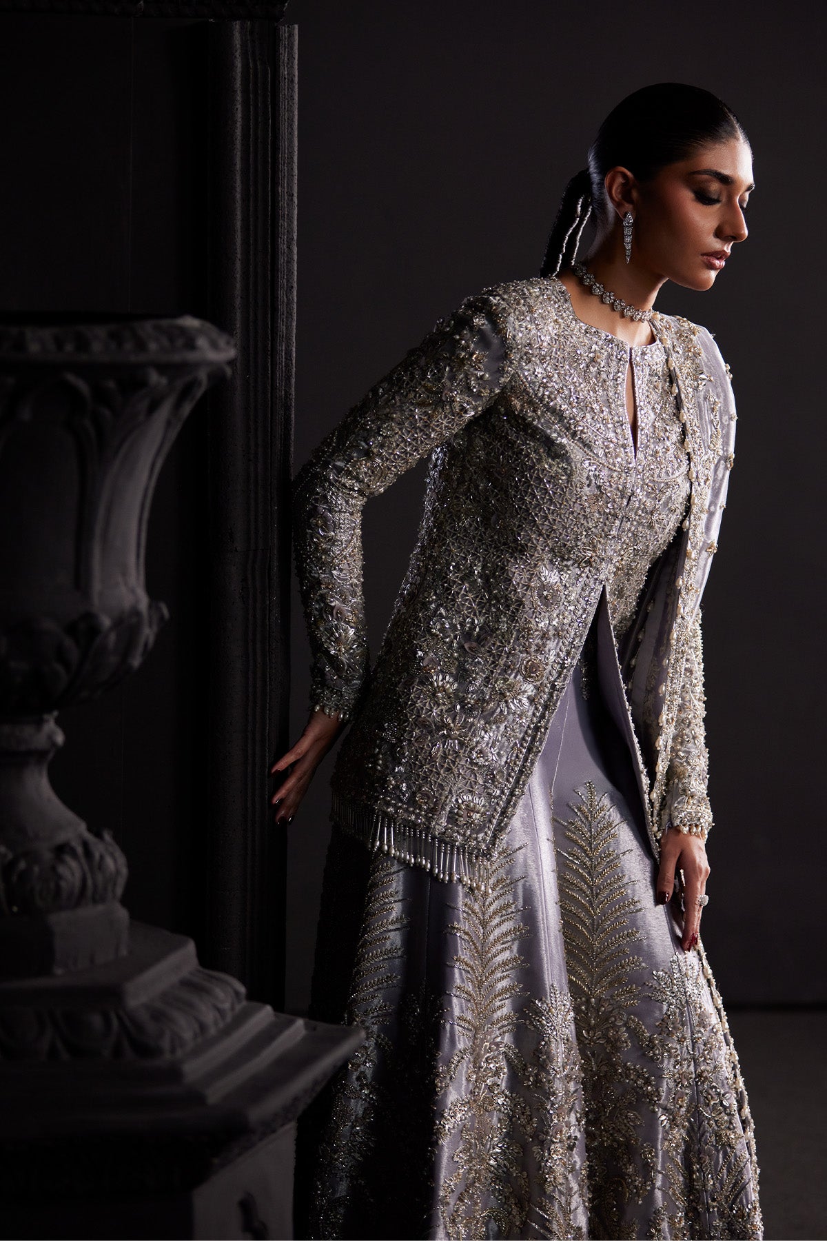 Saad Bin Shahzad Rhea – lilac embellished Chanderi tissue sharara suit from Chandni Bridal'26 – view 7