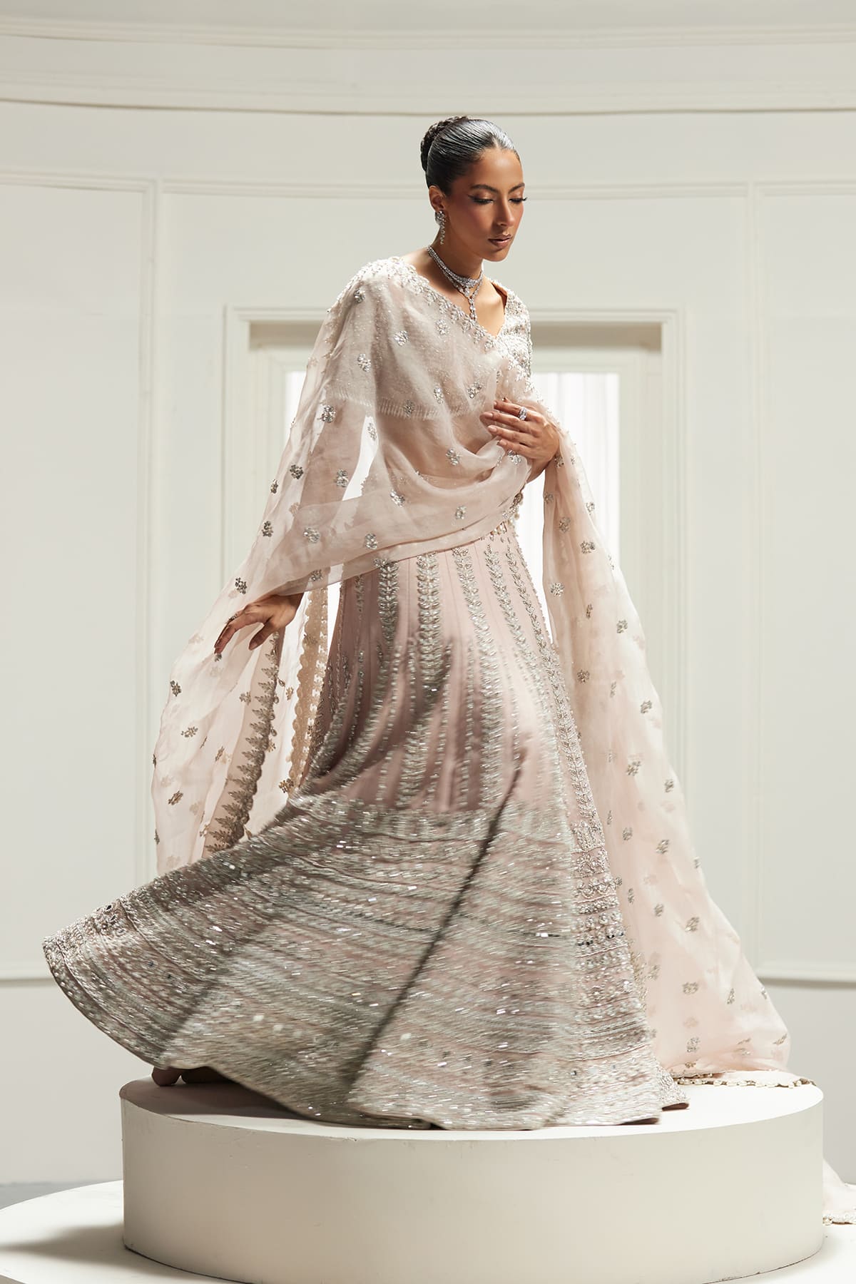 Saad Bin Shahzad Omina – blush pink silver-embellished lehenga choli from Lolita'25 – view 6