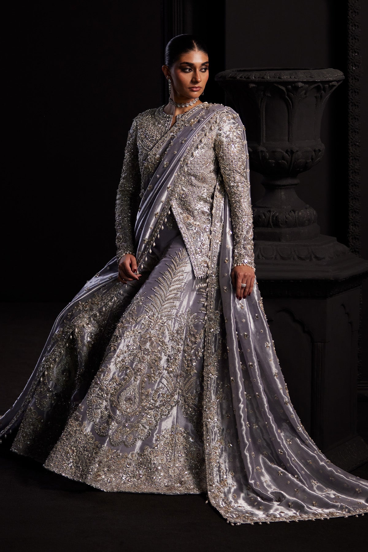 Saad Bin Shahzad Rhea – lilac embellished Chanderi tissue sharara suit from Chandni Bridal'26 – view 8