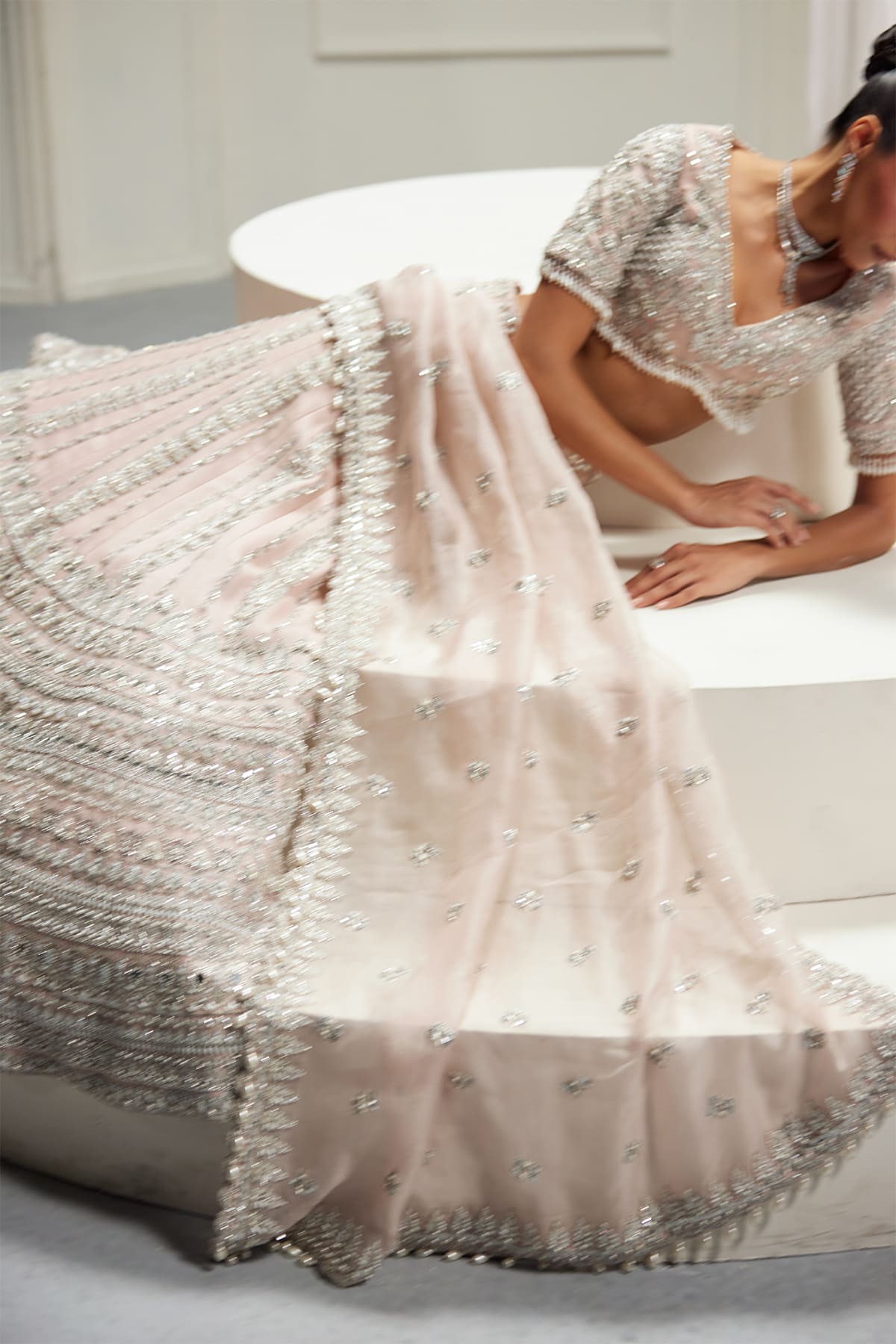 Saad Bin Shahzad Omina – blush pink silver-embellished lehenga choli from Lolita'25 – view 9