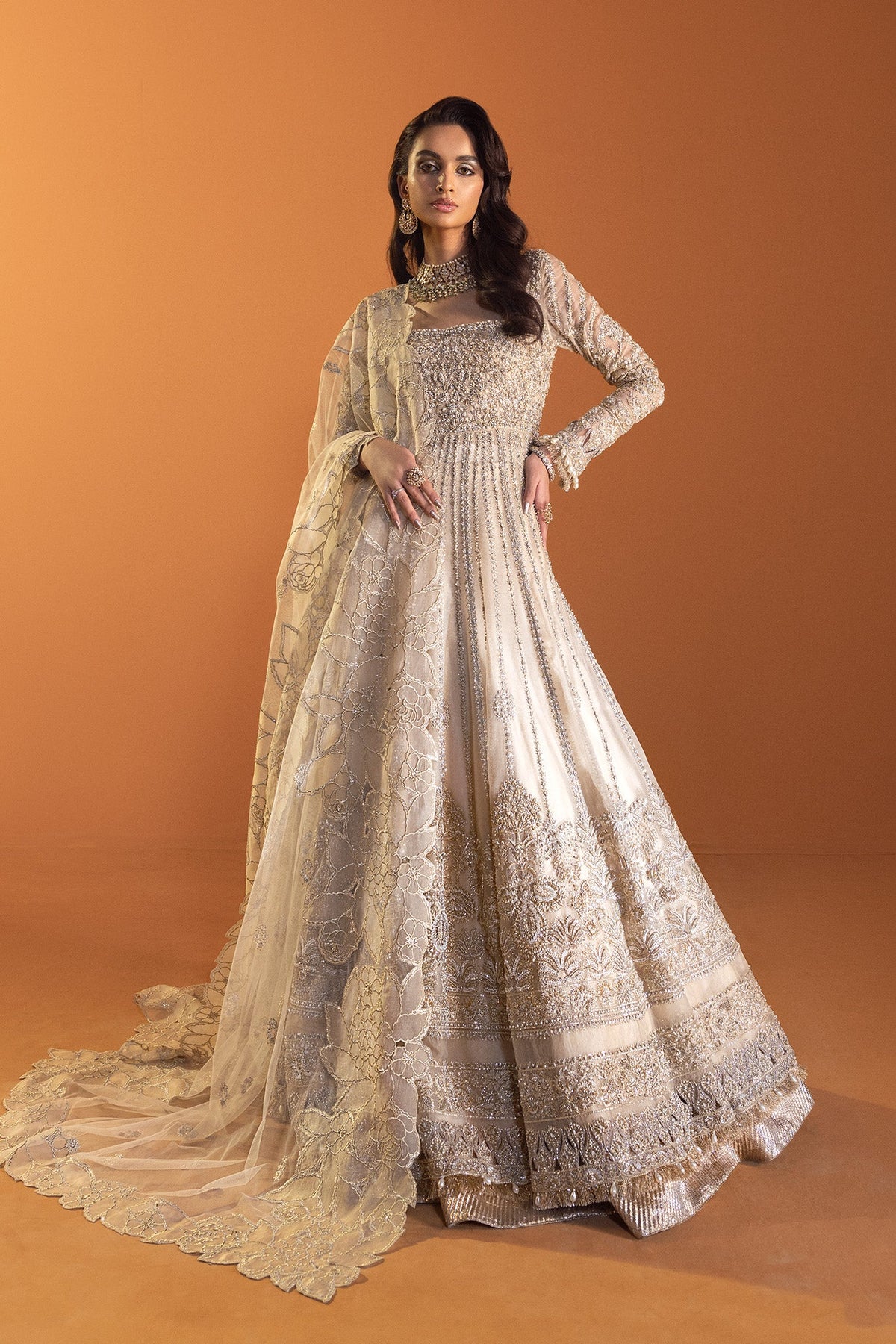 Saad Bin Shahzad Stella – champagne embellished pishwas from Lolita'24 – view 3
