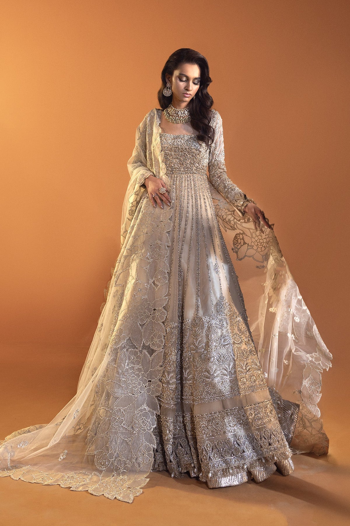Saad Bin Shahzad Stella – champagne embellished pishwas from Lolita'24 – view 6