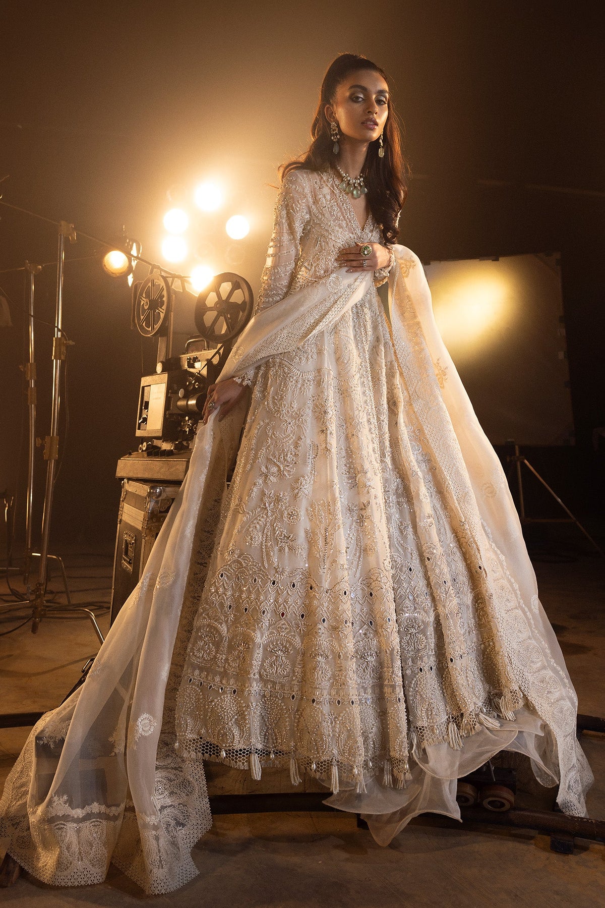 Saad Bin Shahzad Lilly – ivory mirror work gown with lehenga from Lolita'24