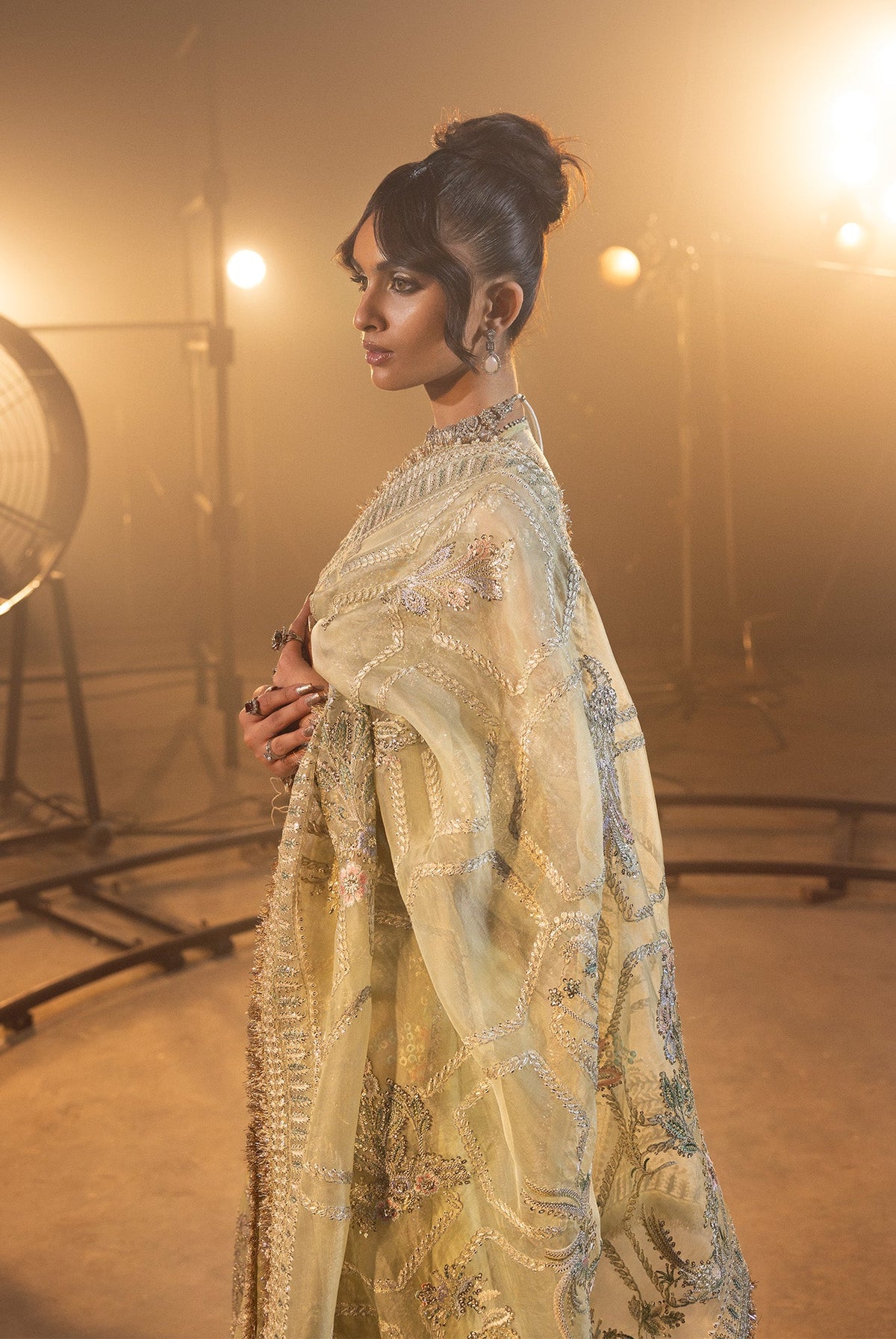 Saad Bin Shahzad Zoya – lime green mirror work sharara suit from Lolita'24 – view 7