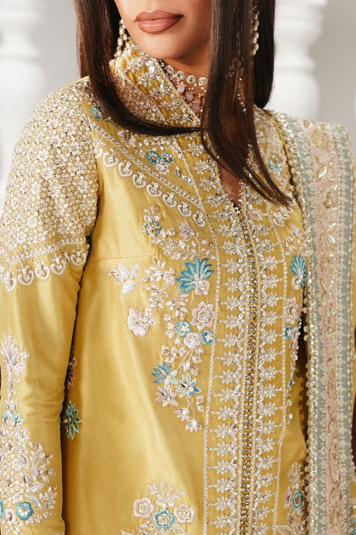 Saad Bin Shahzad Mihra – mango yellow embroidered raw silk sharara suit from Festive Pret'26 – view 3
