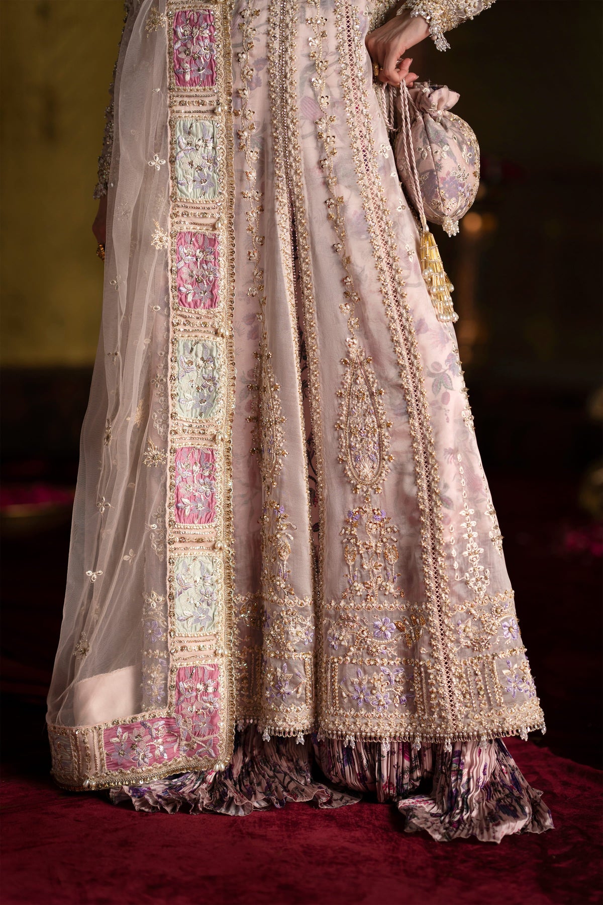 Saad Bin Shahzad Aysel – lilac pink embroidered gown with sharara from LAAVNI'25 – view 5