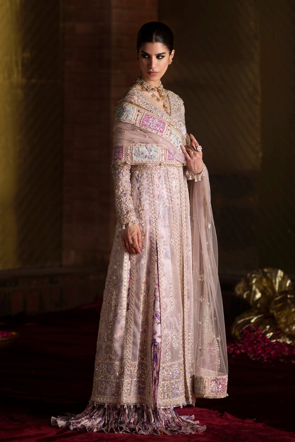 Saad Bin Shahzad Aysel – lilac pink embroidered gown with sharara from LAAVNI'25 – view 6