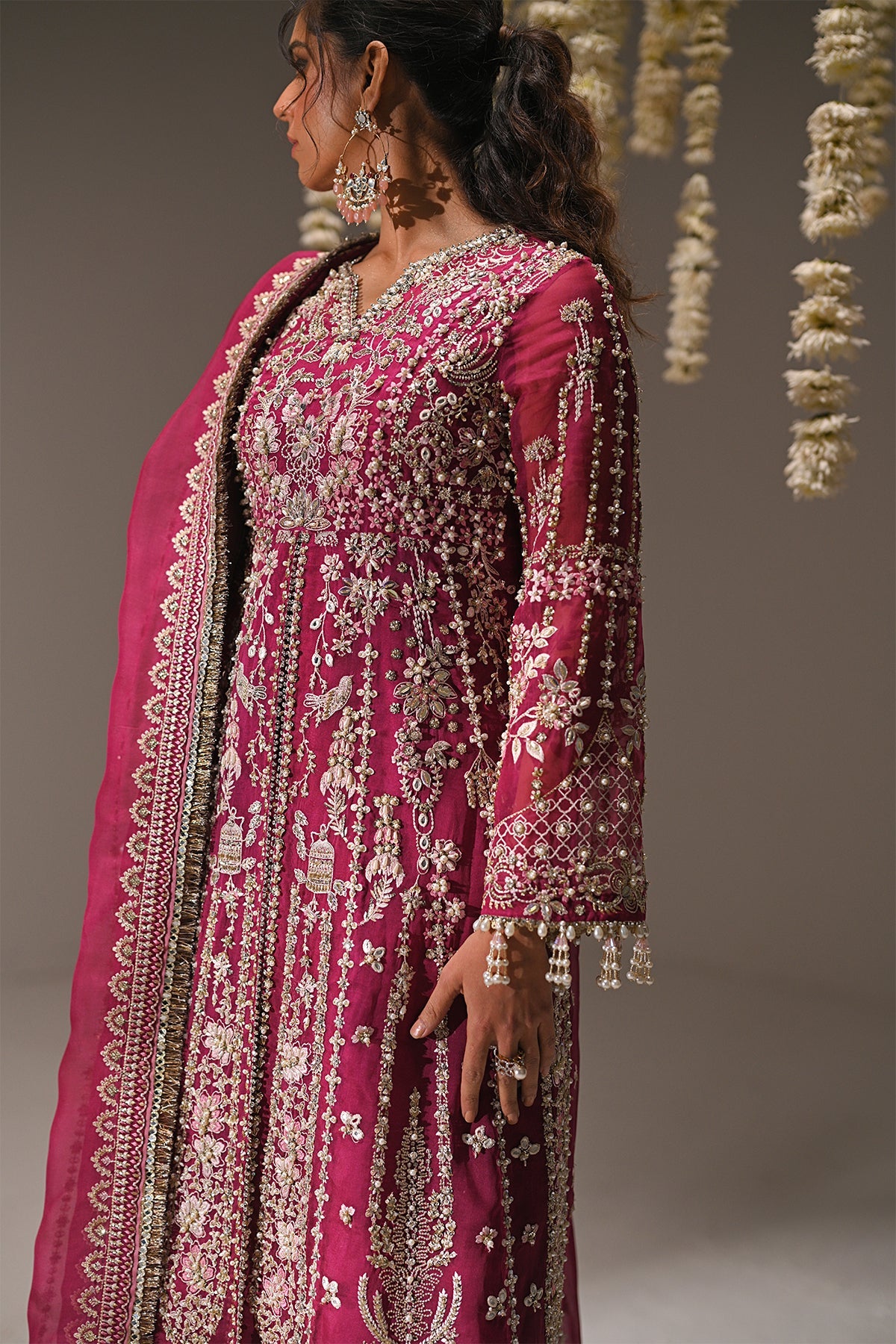 Saad Bin Shahzad Kaya – deep magenta embroidered organza shirt with trousers from Kai-Ros Wedding Unstitched'25 – view 8