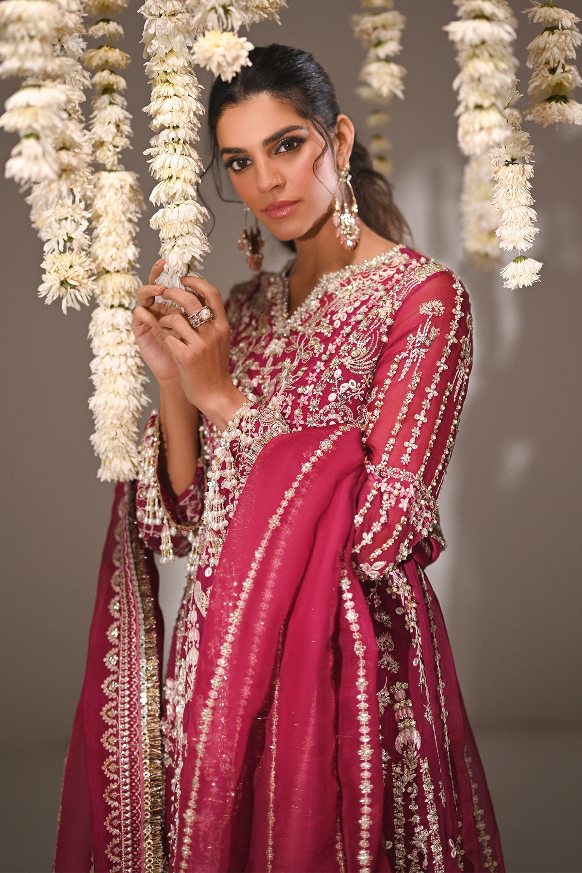 Saad Bin Shahzad Kaya – deep magenta embroidered organza shirt with trousers from Kai-Ros Wedding Unstitched'25 – view 10
