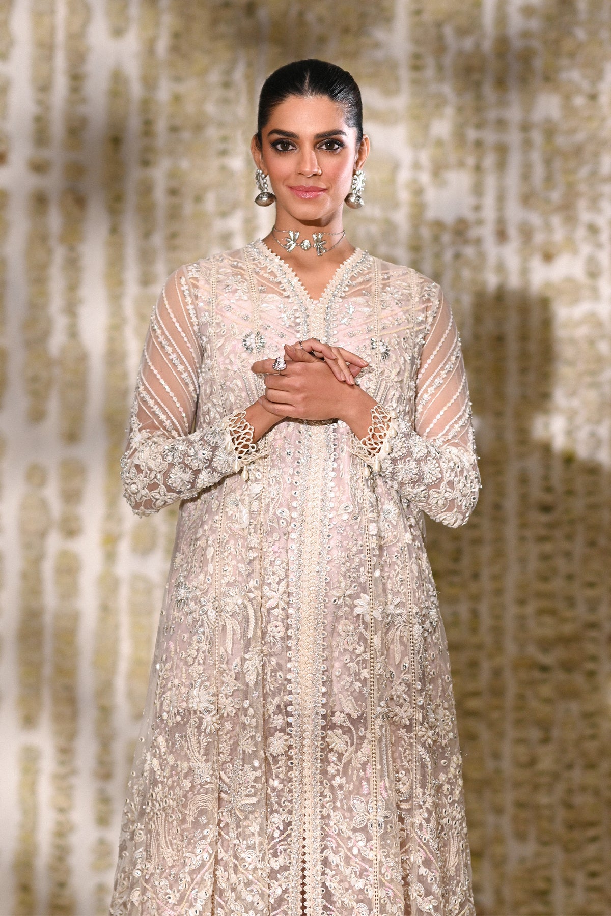 Saad Bin Shahzad Nurvi – white net kalidar with layered sharara from Kai-Ros Wedding Unstitched'25 – view 5