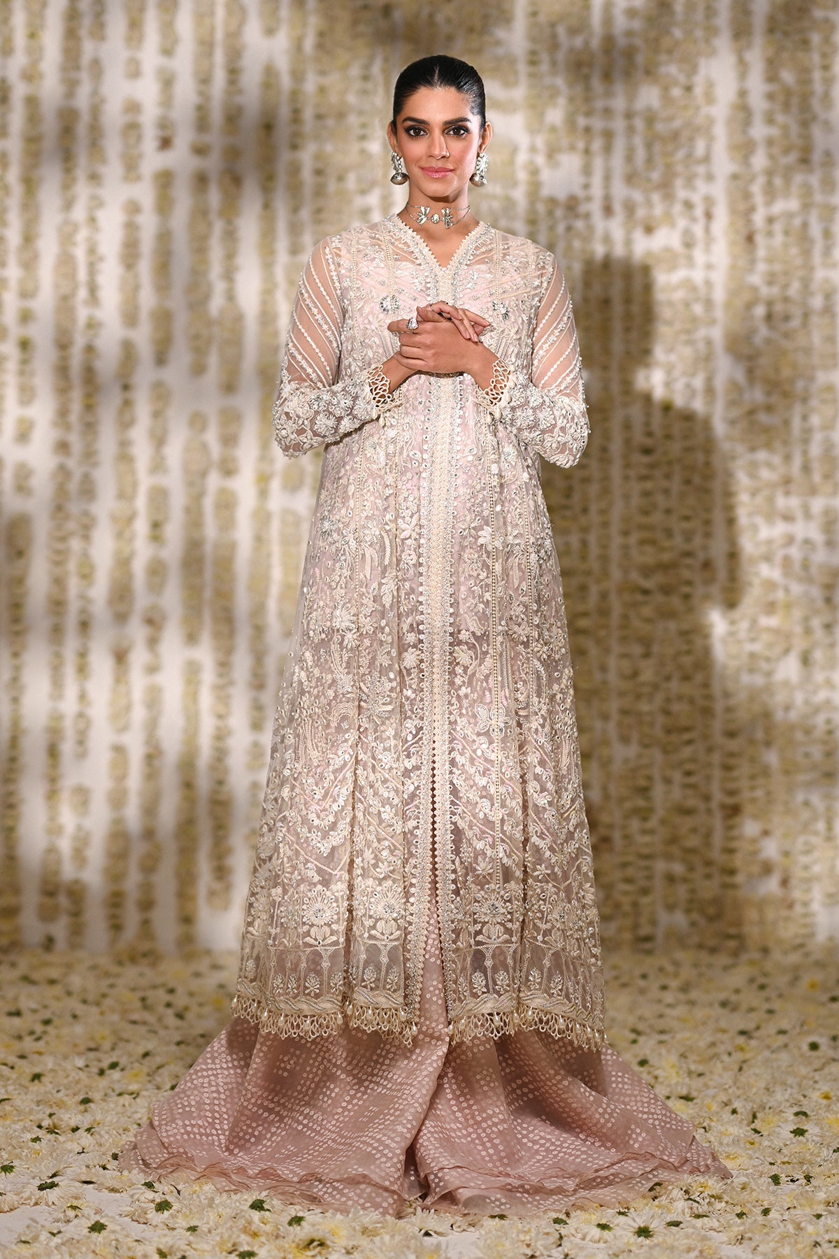 Saad Bin Shahzad Nurvi – white net kalidar with layered sharara from Kai-Ros Wedding Unstitched'25 – view 6