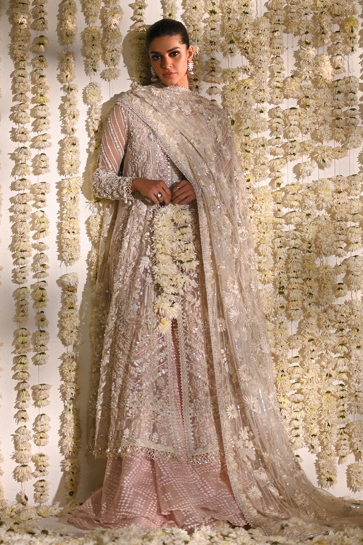 Saad Bin Shahzad Nurvi – white net kalidar with layered sharara from Kai-Ros Wedding Unstitched'25 – view 8