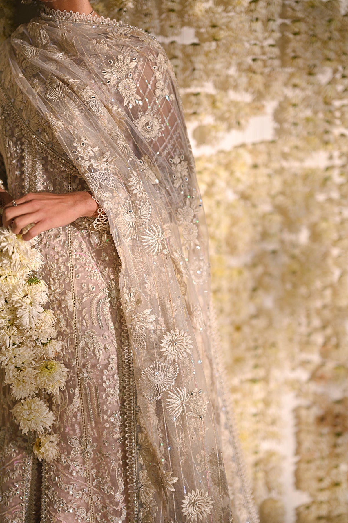 Saad Bin Shahzad Nurvi – white net kalidar with layered sharara from Kai-Ros Wedding Unstitched'25 – view 4