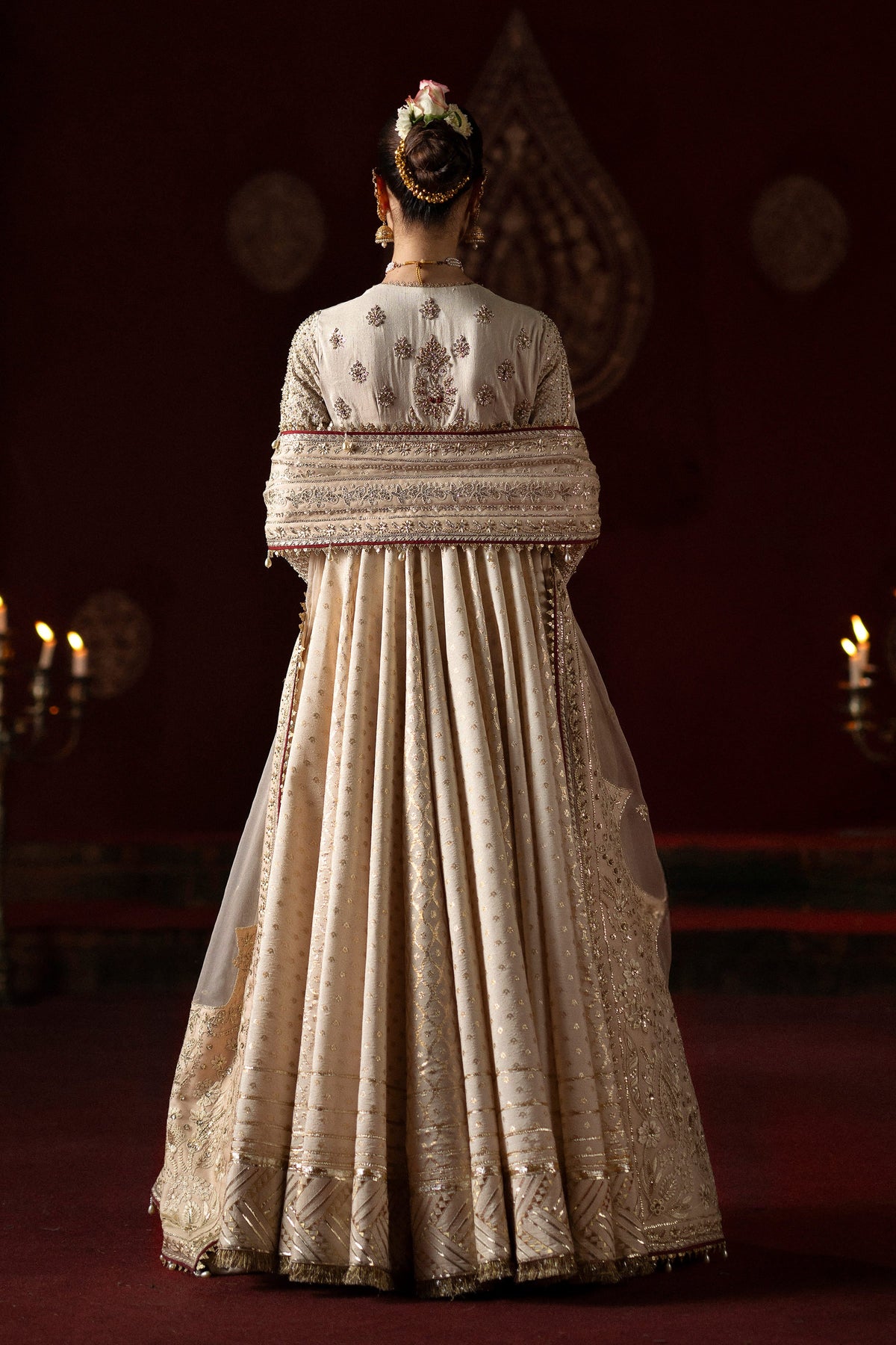 Saad Bin Shahzad Eyana – blush white hand-embellished pishwas with organza dupatta from LAAVNI'25 – view 2