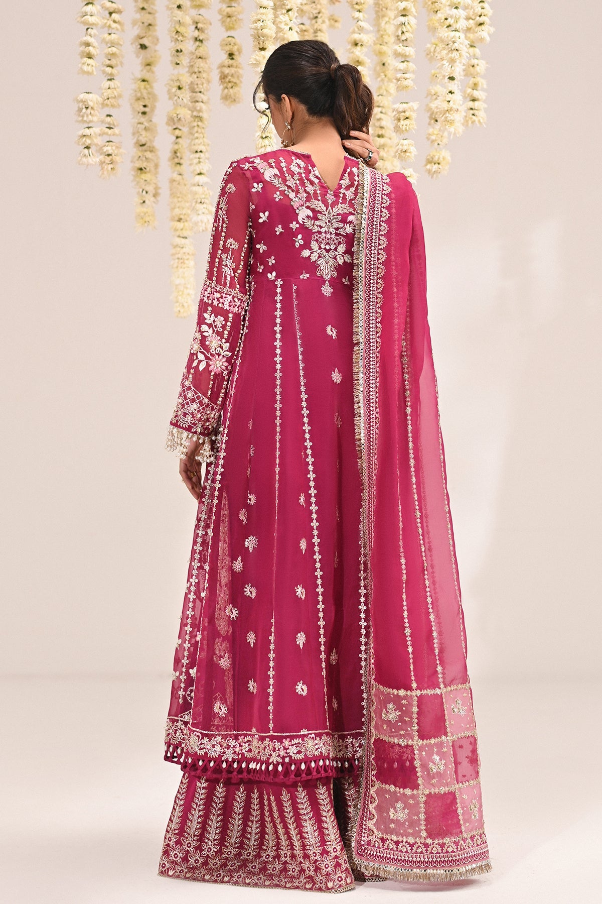 Saad Bin Shahzad Kaya – deep magenta embroidered organza shirt with trousers from Kai-Ros Wedding Unstitched'25 – view 2